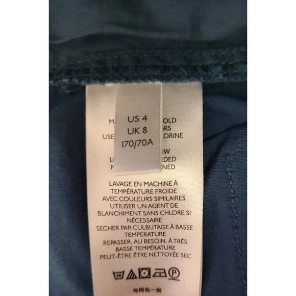 Anthropologie Pants Women's Size 4 Blue Belted Snap Ankle Pockets Tapered Leg - Picture 6 of 9